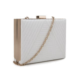Arrow Stitch Box Clutch - White image