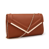 Arrow Shaped Flap Clutch - Tan image