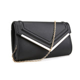 Arrow Shaped Flap Clutch - Black image
