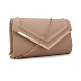 Arrow Shaped Flap Clutch - Nude image