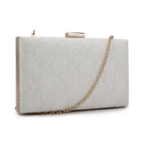 Lace Elongated Box Clutch - Beige image
