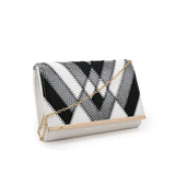 Diagonal Patch Evening Bag - White image