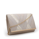 Diagonal Patch Evening Bag - Beige image