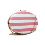 Striped Oval Clutch - White/Pink image