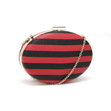 Striped Oval Clutch - Black/Red image