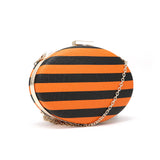 Striped Oval Clutch - Black/Orange image