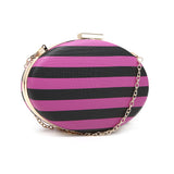 Striped Oval Clutch - Black/Purple image