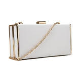 Box Clutch in Textured Faux Leather - White image