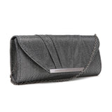 Pleated Envelope Clutch in Glitter - Pewter image
