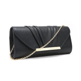Pleated Envelope Clutch in Faux Leather - Black image