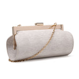 Textured Rounded Clutch Bag - Grey image