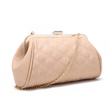 Quilted Faux Leather Clutch - Nude image