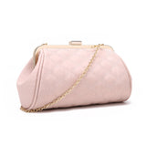Quilted Faux Leather Clutch - Pink image
