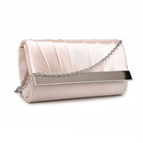 Satin Style Pleated Clutch Bag -  Champagne image