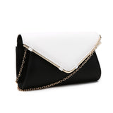 Metal Edged Envelope Clutch - Black/Ivory image