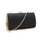 Woven Clutch With Chain Tassel - Black image