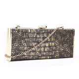 Metallic Mock Croc Clutch - Gold image