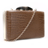 Vintage Style Mock Croc Clutch - Brown image