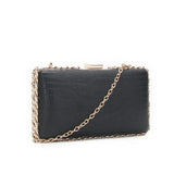 Chain Edge Croc Clutch - Black image