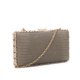 Chain Edge Croc Clutch - Brown image