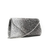 Glitter Envelope Clutch - Silver/Black image