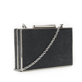Box Mock Croc Evening Bag - Black image
