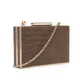 Box Mock Croc Evening Bag - Brown image