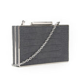 Box Mock Croc Evening Bag - Grey image