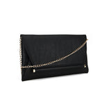 Simple Bar Foldover Clutch - Black image