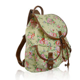 Vintage Flowers Print Retro Style Rucksack - Beige image