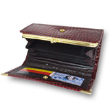 Patent Faux Croc Foldover Purse/Wallet image