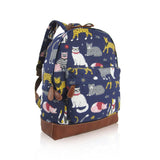Mixed Cat Print Rucksack - Dark Blue image