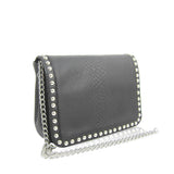 Reptile Braid Trim Shoulder Bag - Black image