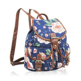 Large Flower Retro Rucksack - Dark Blue image
