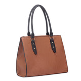 Lili Contrast Strap Simple Tote - Brown image