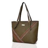 Abhy stripe detail tote - DK GREEN image