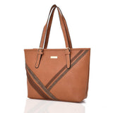 Abhy stripe detail tote - LIGHT TAN image