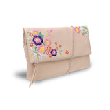 Emilia Embroidery Fold Over Clutch - Nude image