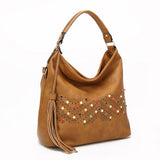 Shaylee Tassel And Bead Slouch Tote Bag - Tan image
