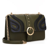 Shea Buckle Cross Body Bag - Green / Black image