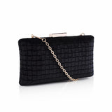 Velvet Textured Pattern Design Box Clutch - Black image