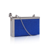 Metal Framed Side Ball Clasp Box Clutch Bag - Navy image