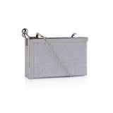 Metal Framed Side Ball Clasp Box Clutch Bag - Silver image