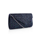 Asymmetric chunky glitter clutch bag - Blue / Green image