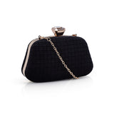 Velvet Textured Box Bag With Large Diamante Clasp - Black image