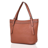 Cordelia Stud Trim Textured Shopper Bag - Red Brown image
