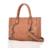 Elodie Pattern And Stud Tote Bag - Tan image