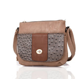 Carrie-Ann Ostrich Pocket Cross Body Bag - Light Khaki image