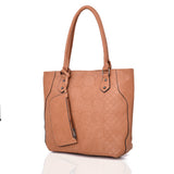 Brielle Textured Shopper With Purse - Tan image