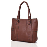 Lollie Stitch Panel Shopper Bag - Red Brown image